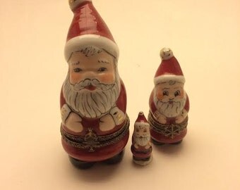 Vintage French Limoges Nesting Santas set of 3