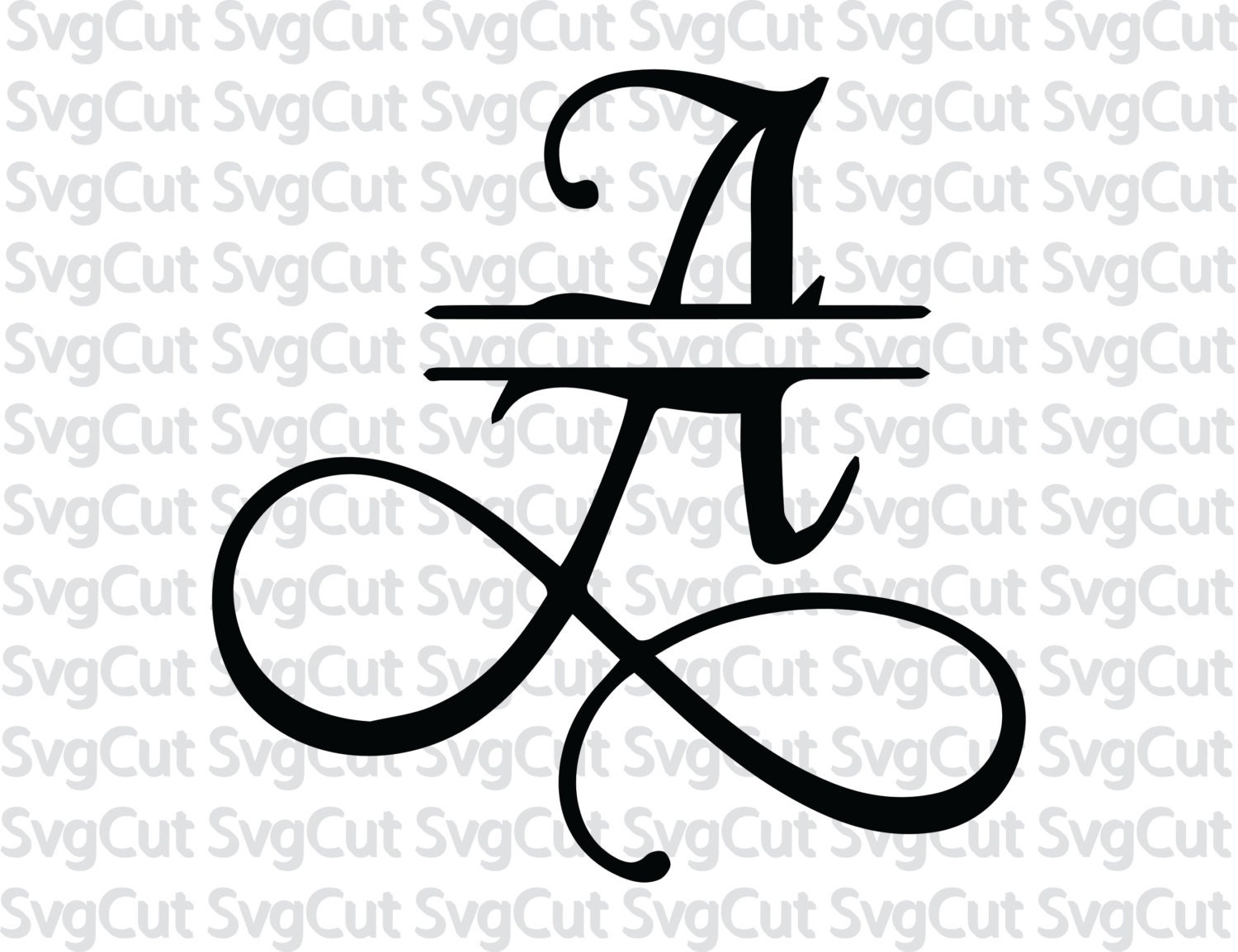 Split Monogram Font SVG, Samantha font A-Z svg font, Split letter alphabet, Digital cutting file ...