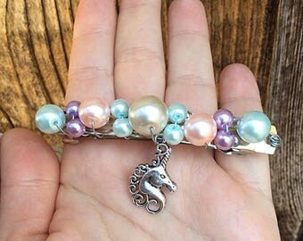 Unicorn hair clip, unicorn hair barrette, unicorn hair accessory, pastel hair clip, pearl hair barrette, festival hair clip, unicorn gift