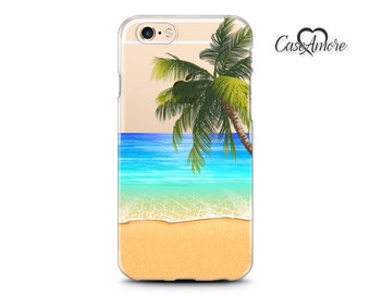 Clear iPhone case, Clear Galaxy S8 Plus case, iPhone 6 case, iPhone 6s case, iPhone 7 case, iPhone 7 Plus case, S8 case, Tropical Beach