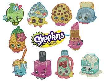 75% off on Shopkins embroidery design in the hoop resizable files - total 10 designs in the set.