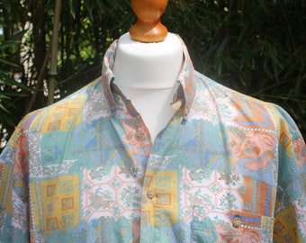Vintage Summer Printed Short Sleeved Shirt - Extra Large