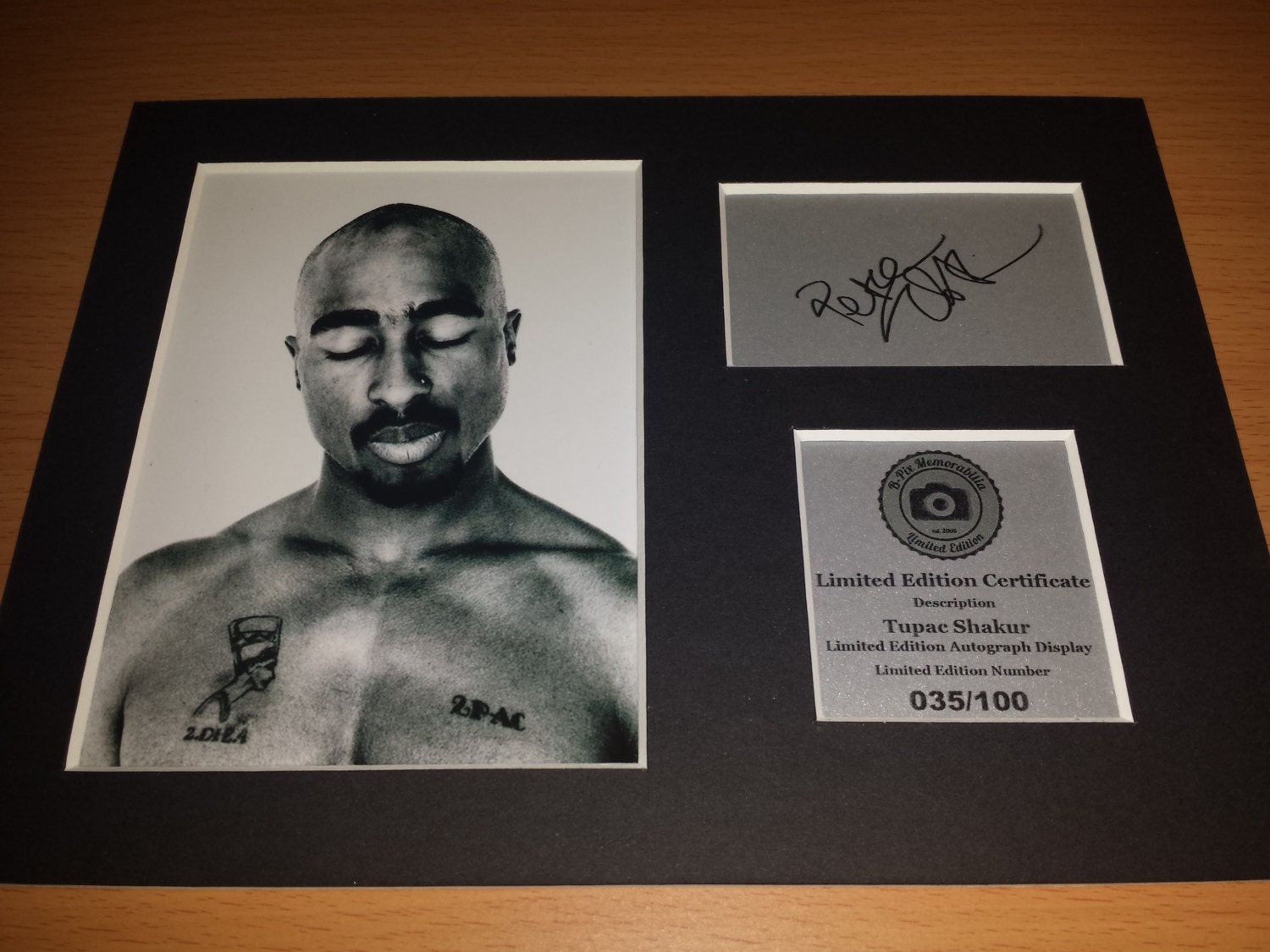 Tupac Shakur 2pac Signed Autograph Display Mounted And