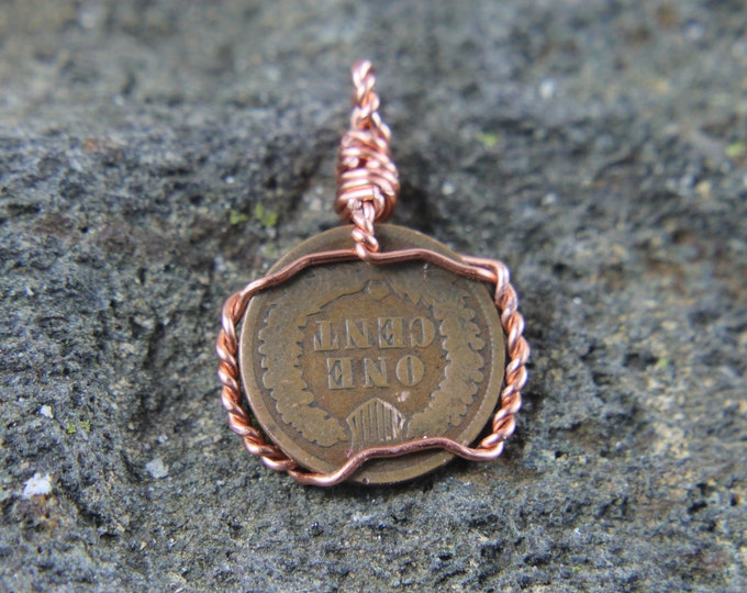 Vintage Indian Head Wheat Penny Pendant | Years 1892 and 1893 sold individually | US Currency Coin Jewelry | Copper Wire Wrap Necklace Charm