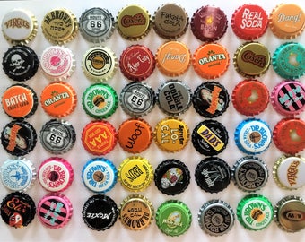 100 Vintage Brand new UNCRIMPED, NO DENTS Assorted Vintage Soda Bottle Caps, Bottle Cap Lot for Craft Supplies, Soda Bottle Cap Assortment