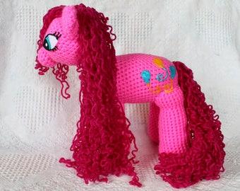 My Little Pony Inspired Pinkie Pie Plush, Crocheted plush, Amigurmi, MLP plush, Pinkie Pie, stuffed animal, knitted stuffy