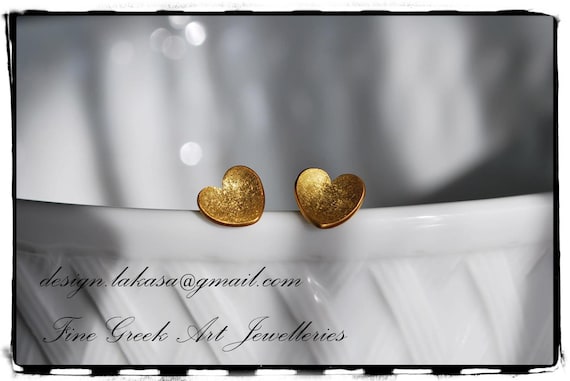 Heart Earrings Sterling Silver Gold Plated Jewellery for her birthday anniversary gifts Lakasa e-shop frienship woman girl