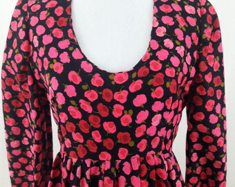 1970's Rose Print Maxi Dress