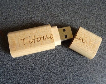 Customize engrave wood USB flash drive stick, wood name personalized gift