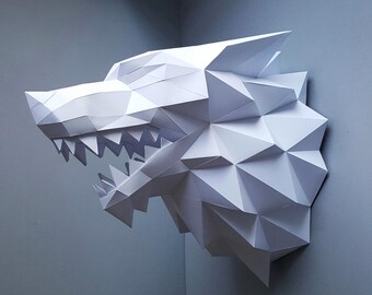 Game of Thrones, Winter is coming, Wolf,House Stark, Winterfell, Direwolf, gift, papercraft, home decoration, paper animals, polygonal,gift