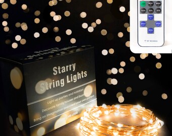 Fairy Lights by CraftDelite, Dimmable Soft White Starry LED String Lights on Copper Wire 10m 33' with Remote Control - Free Shipping!
