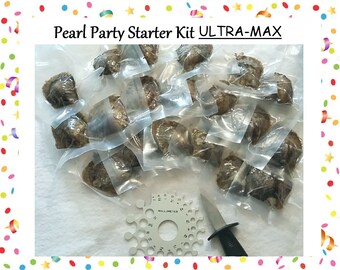 Pearl Party Starter Kit W/ 30 Unopened /Vacuum Packed Akoya Oysters, Pearl Sizer Gauge, Towel, Glass Bowl, Salt, Shucker! FREE Shipping!