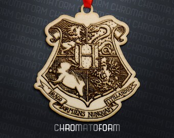 Harry Potter - Hogwarts Coat of Arms Christmas Ornament - Laser engraved
