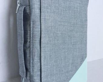 Heather Gray and Mint Bible Cover with Zipper closure