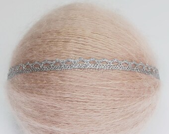 Newborn Silver Lace Crown, Photo Prop Baby Crown Headband, Newborn Princess Crown, Photo Prop Baby Tiara, Newborn Crown Newborn Headband RTS
