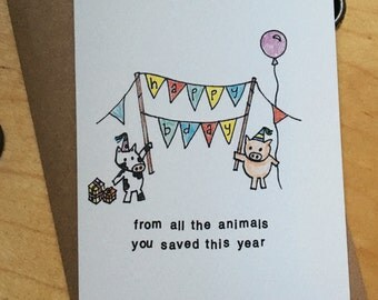 Vegan Surprise Party Birthday Card