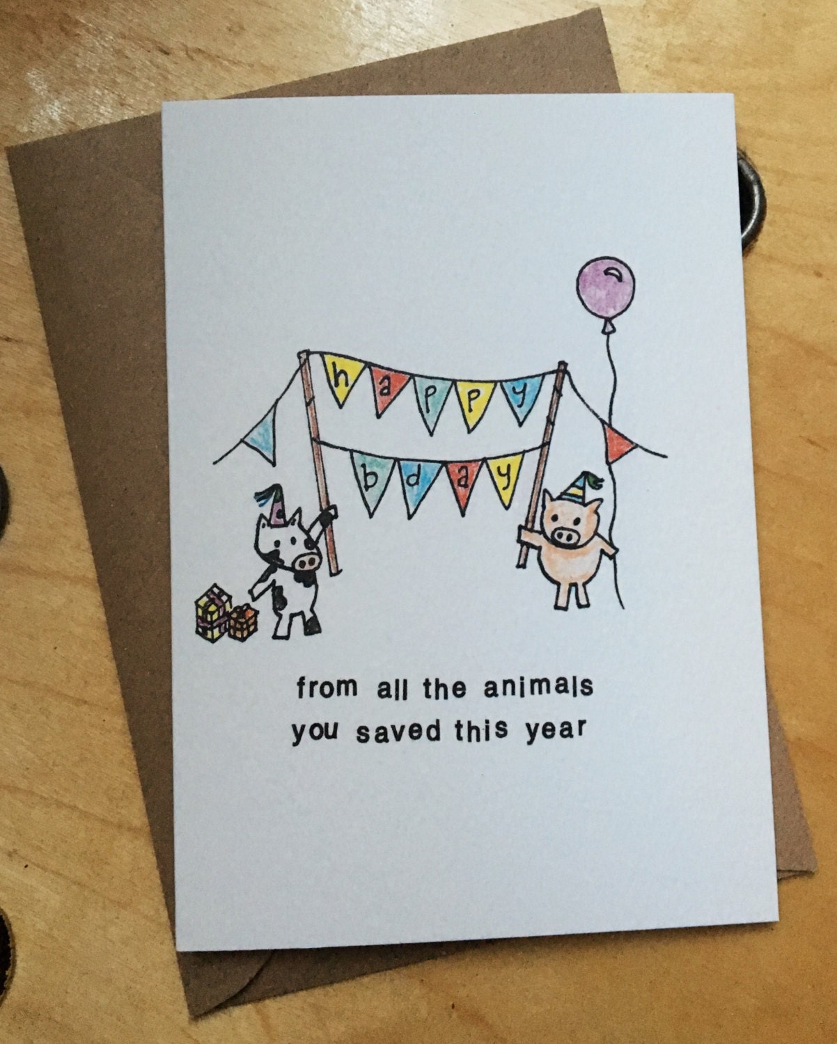 Vegan Surprise Party Birthday Card