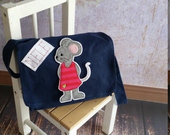 Blue nursery bag with name mouse mice