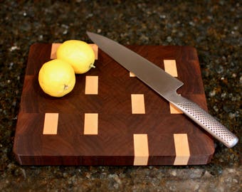 Walnut and maple end grain cutting board