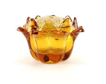 Viking Glass # 1507 - Honey Amber Artichoke Flowerlite with Combination Flower/Candle Block