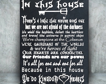 Kingdom Heart Custom Canvas - In this house, we do Kingdom Hearts - We do geek - Kingdom Hearts art - Geek chic - Geek decor - Geekery