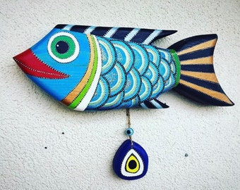 Wooden Fish Wall Art evil eye wall art | etsy Wooden Fish Wall Art evil eye wall art | etsy