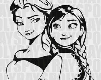 Frozen SVG, Anna PNG, Elsa EPS, Stencils, Frozen Vector Files, Frozen Clipart, Anna Elsa Instant Download