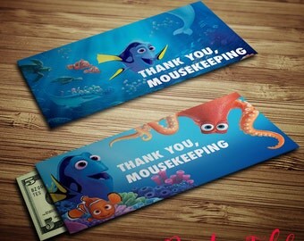 Mousekeeping Envelopes - Finding Dory - Printables - Tip Envelopes - Instant Download