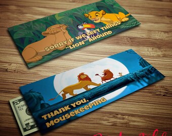 Mousekeeping Envelopes - Lion King - Printables - Tip Envelopes - Instant Download