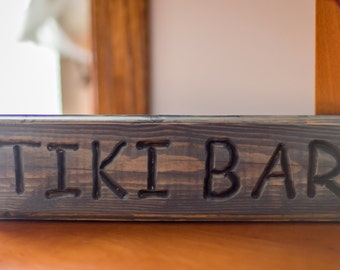 Tiki bar decor, bar sign, lake house decor, custom wood sign, personalized wood, carved wood, house warming gift, party decor, pallet sign