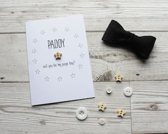 Page Boy Gift - Page Boy - Will You Be My Page Boy - Page Boy Card - Will You Be Our Page Boy - Button Art - Wedding - Personalised Card