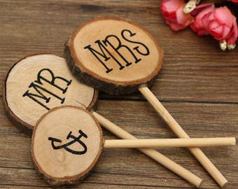 Mr & Mrs Rustic Cake Topper