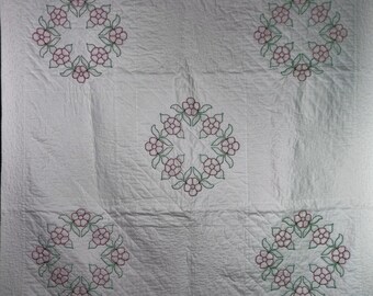 Quilted Christmas tablecloth or lap quilt, 56"x56"