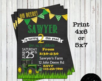 Tractor Invitations, Tractor Birthday Invitation, John Deere Invitation, Tractor Birthday Theme, Tractor Invite, Boy's Birthday, Invitations