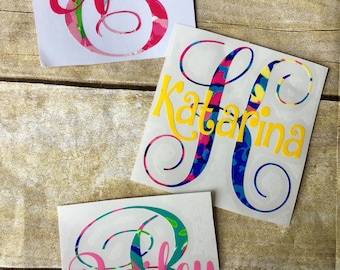 Monogram decal / Car decal / Lilly pulitzer decal / yeti cup decals / monogram decal / name decal / Lilly car sticker / vinyl monogram