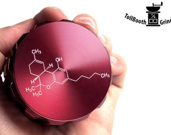 THC Molecule Logo Herb Grinder - 2.5" Anodized Aluminium