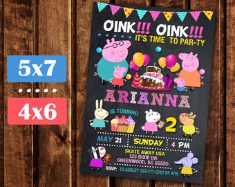 Peppa Pig Invitation, Peppa Pig Birthday, Peppa Pig Party, Peppa Pig Birthday Printable invite, Girl Peppa Pig invite.