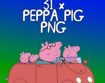 31 X PEPPA PIG PNG,poster making,arts and crafts,diy invitations,instant download