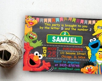 Elmo Invitation, Elmo Birthday Invitation, Elmo Birthday, Elmo Birthday Party, Elmo Party, Sesame Strees Birthday, Sesame Street Party