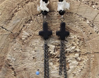Inverted cross vertebrae earrings