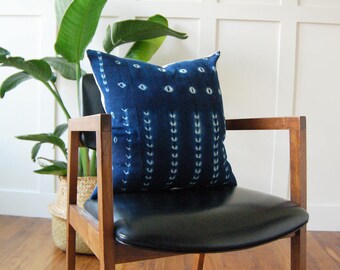 Authentic African Mudcloth Indigo Pillow Cover