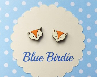 Tiny fox earrings fox jewelry fox jewellery hand painted fox earrings fox face earrings handmade fox jewellery small fox earrings fox gift