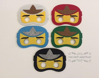SET OF 5 Ninjago Party Masks, Ninjago Party Favors, Ninjago Birthday, Ninjago Party Decorations, Ninjago Birthday Banner,Ninjago,Ninja Party