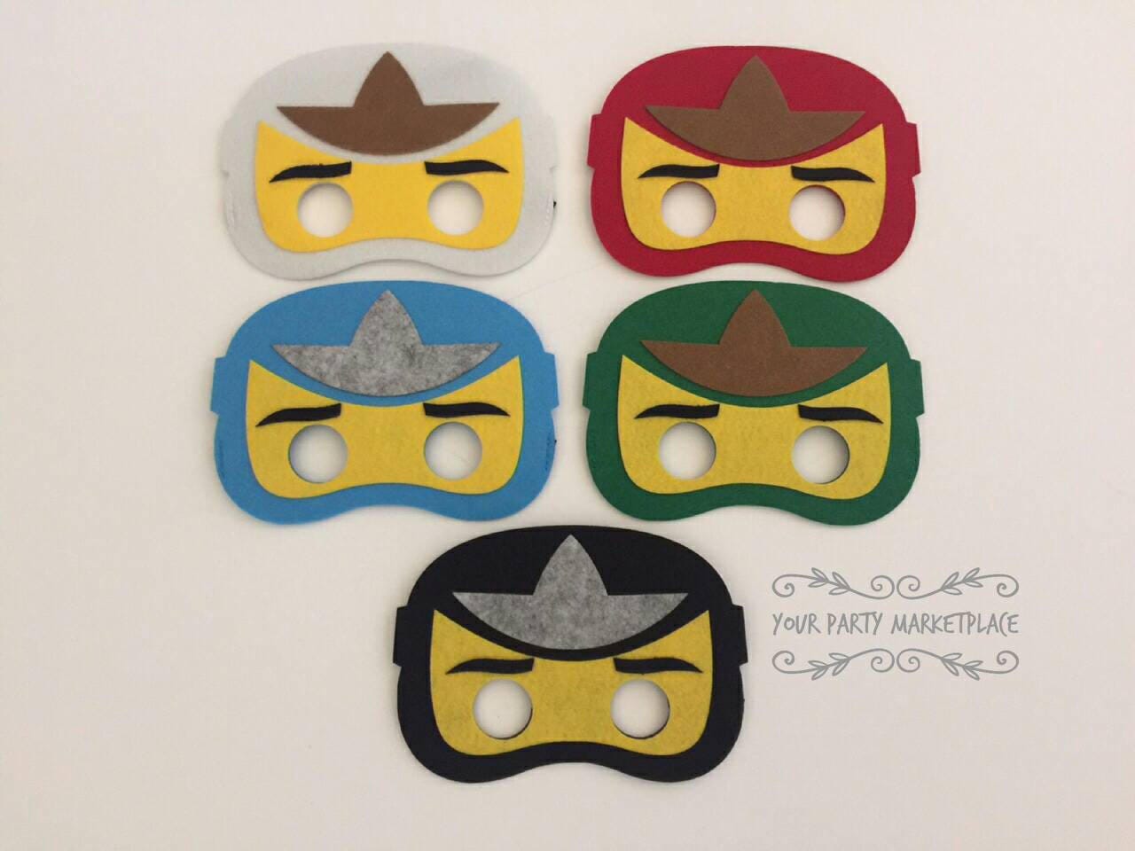 SET OF 5 Ninjago Party Masks Ninjago Party Favors Ninjago