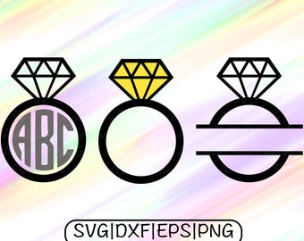 Download Diamond Ring svg, ring clipart, bride ring frame, silhouette, digital - svg, eps, png, dxf, pdf ...