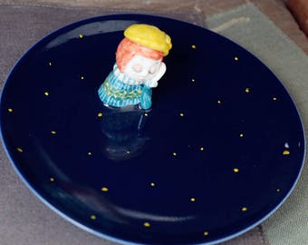 Handmade lovely ceramic plate, pottery plate