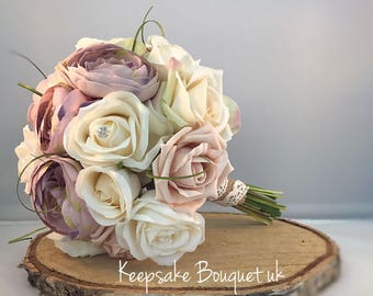 Rustic rose and peony bouquet
