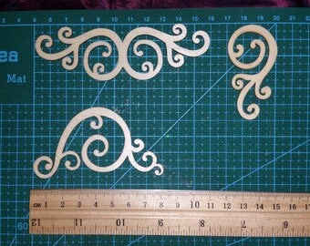 15 pcs Floral wooden chipboards spirals scrapbooking cardmaking