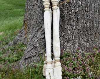 Vintage Antique Reclaimed Wood Porch Spindles White Architectural Salvage Farmhouse Home Decor Accent Piece