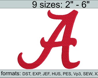 Alabama A embroidery design logo / embroidery designs / INSTANT download machine embroidery pattern